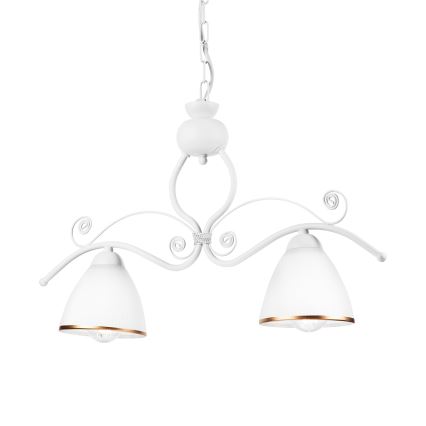 Candeeiro suspenso RETRO 2xE27/60W/230V branco mate
