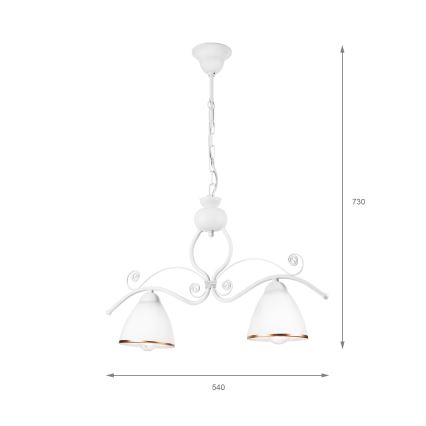 Candeeiro suspenso RETRO 2xE27/60W/230V branco mate