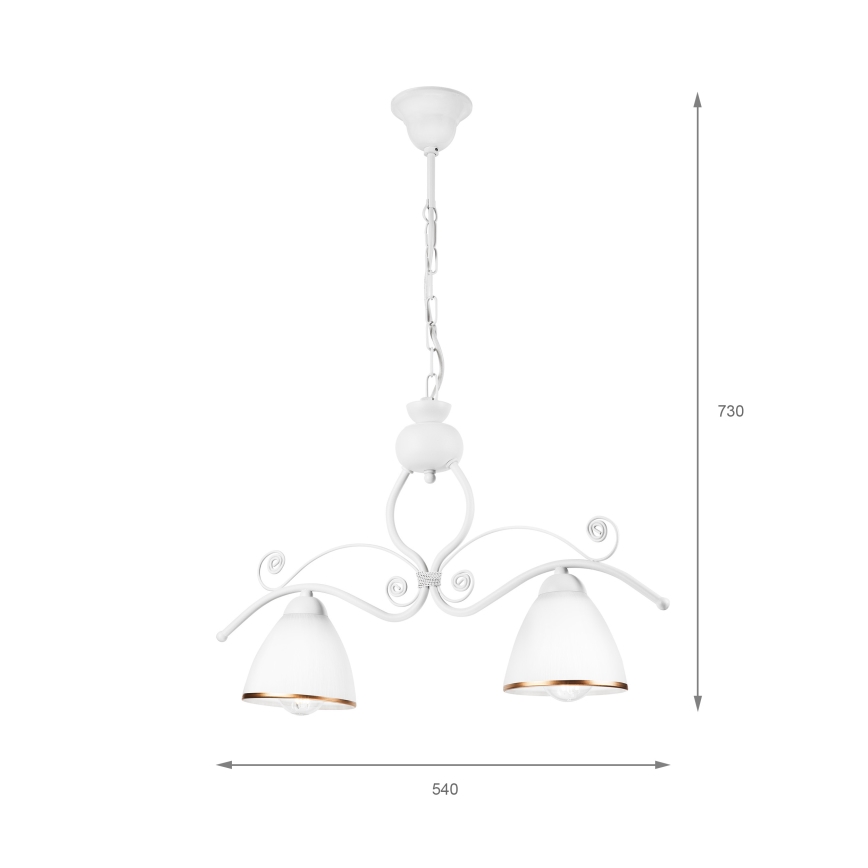 Candeeiro suspenso RETRO 2xE27/60W/230V branco mate