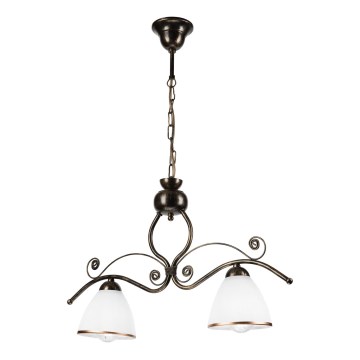 Candeeiro suspenso RETRO 2xE27/60W/230V bronze/pátina