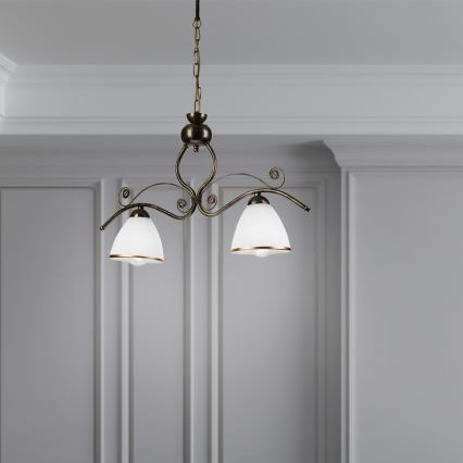 Candeeiro suspenso RETRO 2xE27/60W/230V bronze/pátina