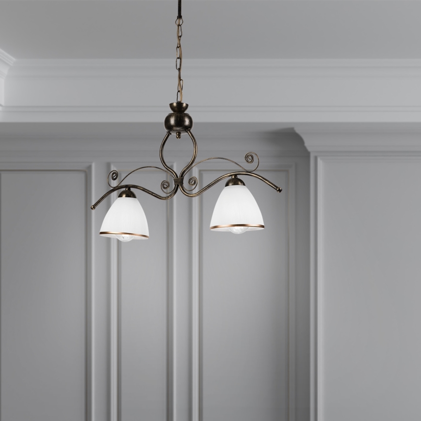 Candeeiro suspenso RETRO 2xE27/60W/230V bronze/pátina