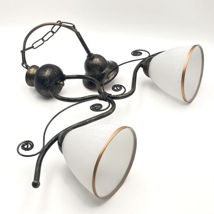 Candeeiro suspenso RETRO 2xE27/60W/230V bronze/pátina