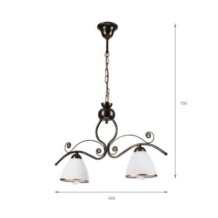 Candeeiro suspenso RETRO 2xE27/60W/230V bronze/pátina