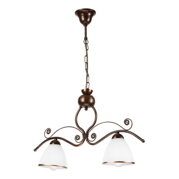 Candeeiro suspenso RETRO 2xE27/60W/230V cobre/pátina