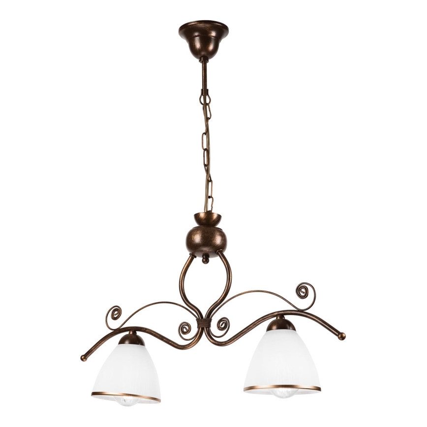 Candeeiro suspenso RETRO 2xE27/60W/230V cobre/pátina