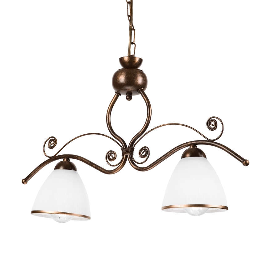 Candeeiro suspenso RETRO 2xE27/60W/230V cobre/pátina