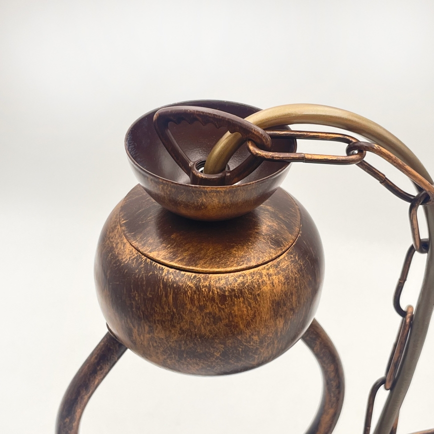 Candeeiro suspenso RETRO 2xE27/60W/230V cobre/pátina