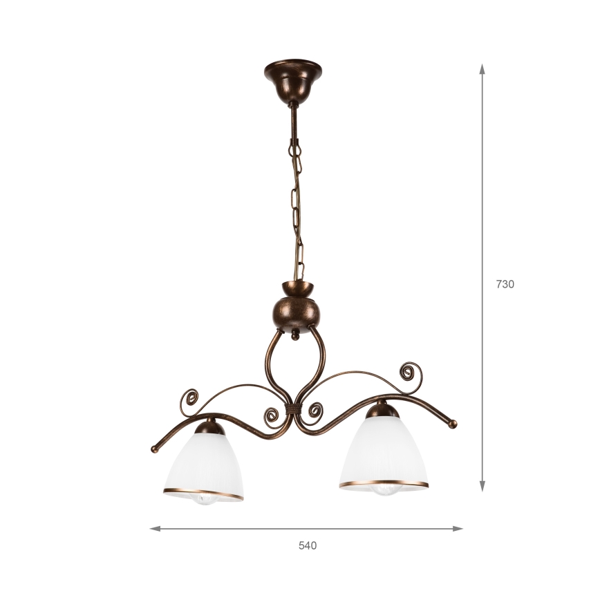 Candeeiro suspenso RETRO 2xE27/60W/230V cobre/pátina