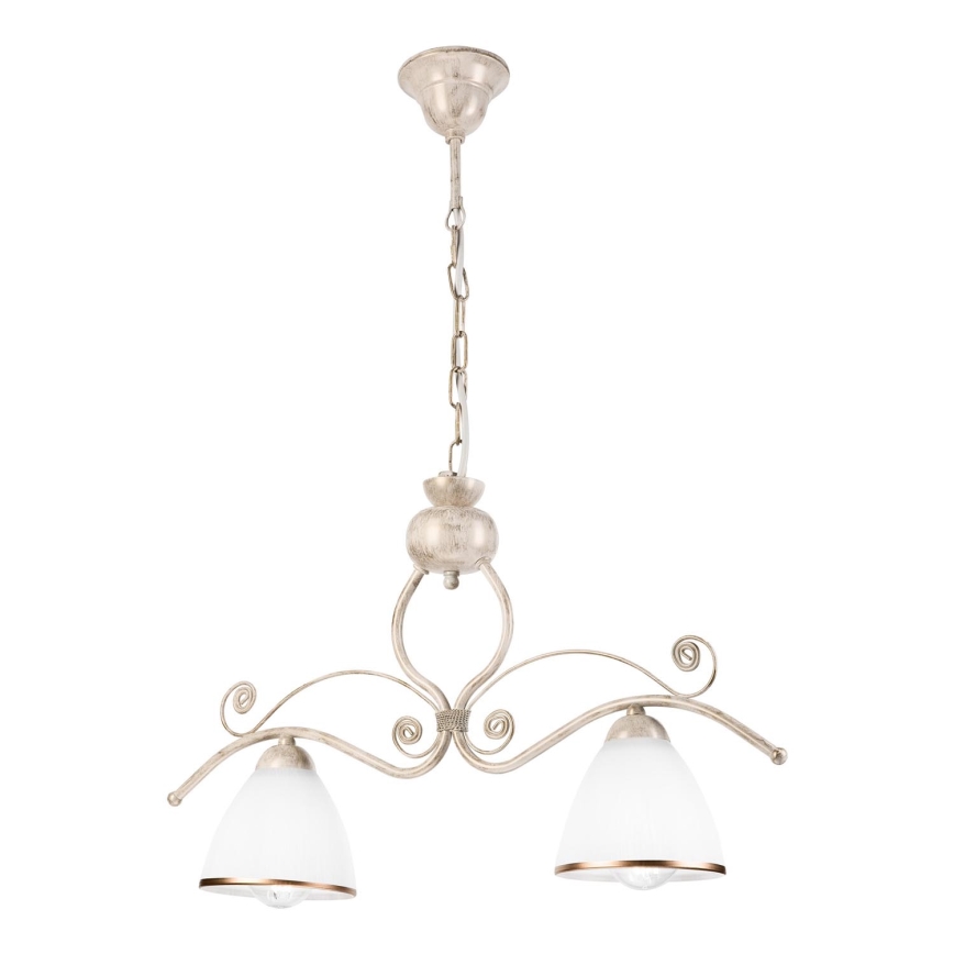 Candeeiro suspenso RETRO 2xE27/60W/230V dourado/pátina