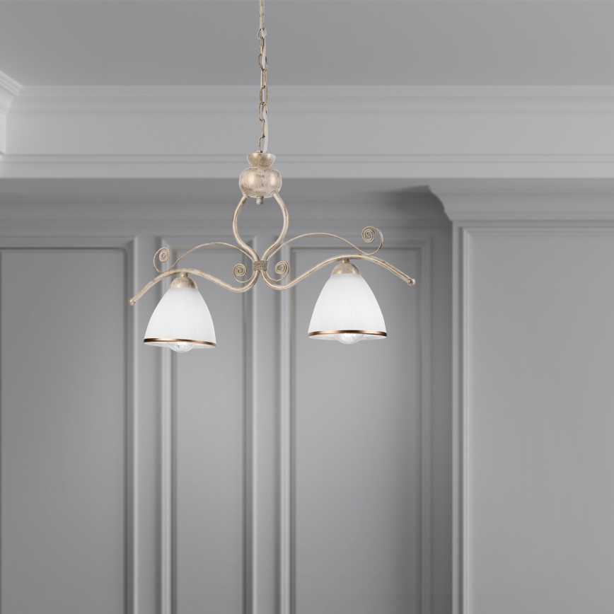 Candeeiro suspenso RETRO 2xE27/60W/230V dourado/pátina