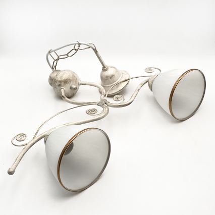 Candeeiro suspenso RETRO 2xE27/60W/230V dourado/pátina