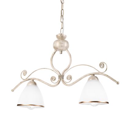 Candeeiro suspenso RETRO 2xE27/60W/230V dourado/pátina