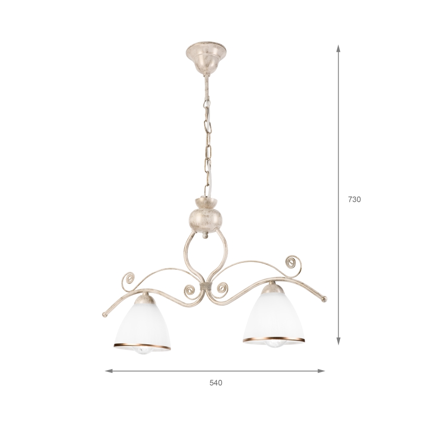 Candeeiro suspenso RETRO 2xE27/60W/230V dourado/pátina