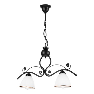 Candeeiro suspenso RETRO 2xE27/60W/230V mate preto