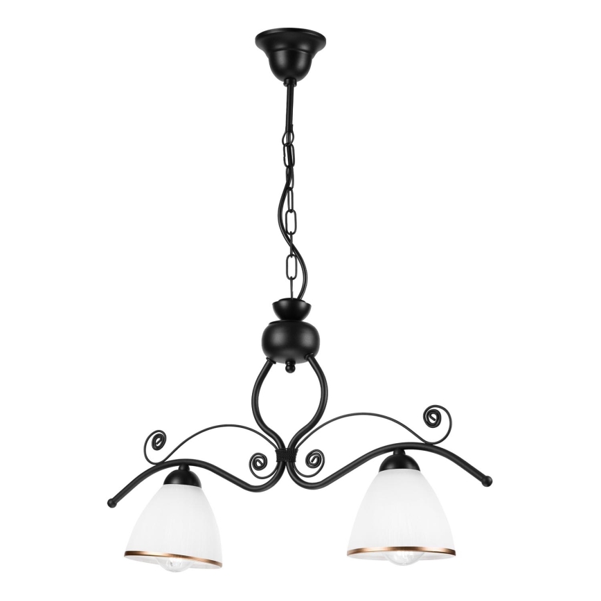 Candeeiro suspenso RETRO 2xE27/60W/230V mate preto