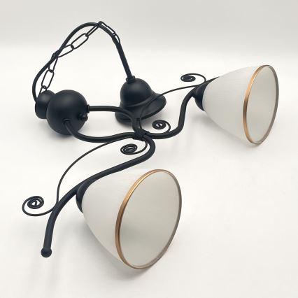 Candeeiro suspenso RETRO 2xE27/60W/230V mate preto