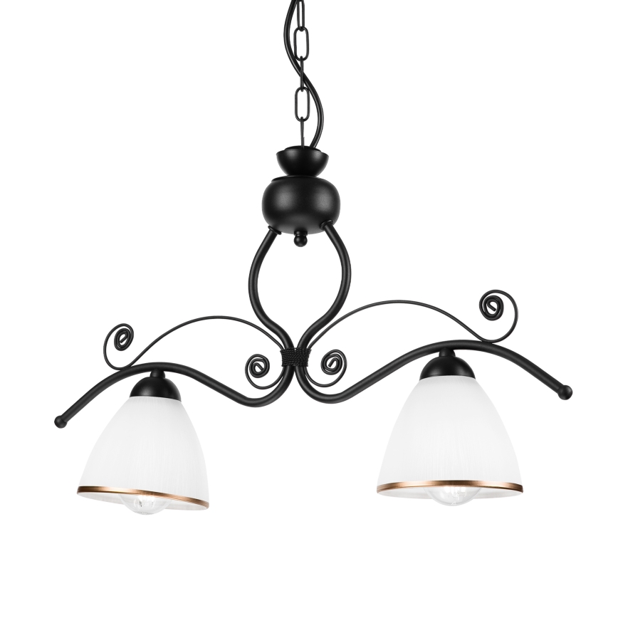 Candeeiro suspenso RETRO 2xE27/60W/230V mate preto