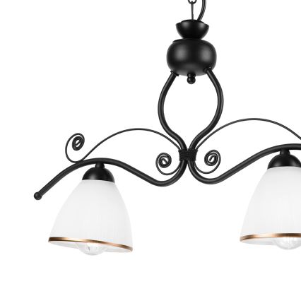 Candeeiro suspenso RETRO 2xE27/60W/230V mate preto