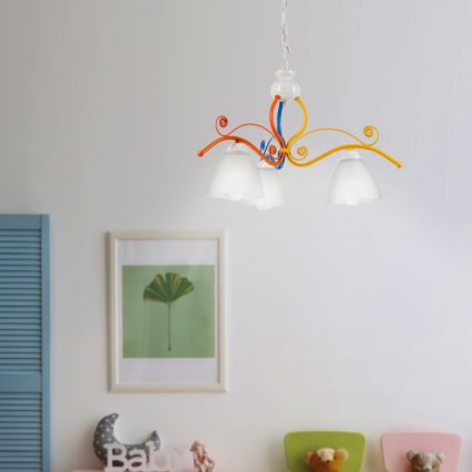 Candeeiro suspenso RETRO 3xE27/60W/230V branco/colorido