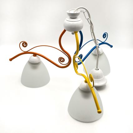 Candeeiro suspenso RETRO 3xE27/60W/230V branco/colorido