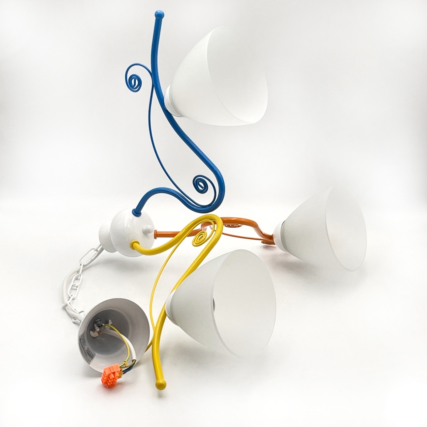 Candeeiro suspenso RETRO 3xE27/60W/230V branco/colorido