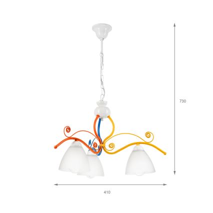 Candeeiro suspenso RETRO 3xE27/60W/230V branco/colorido