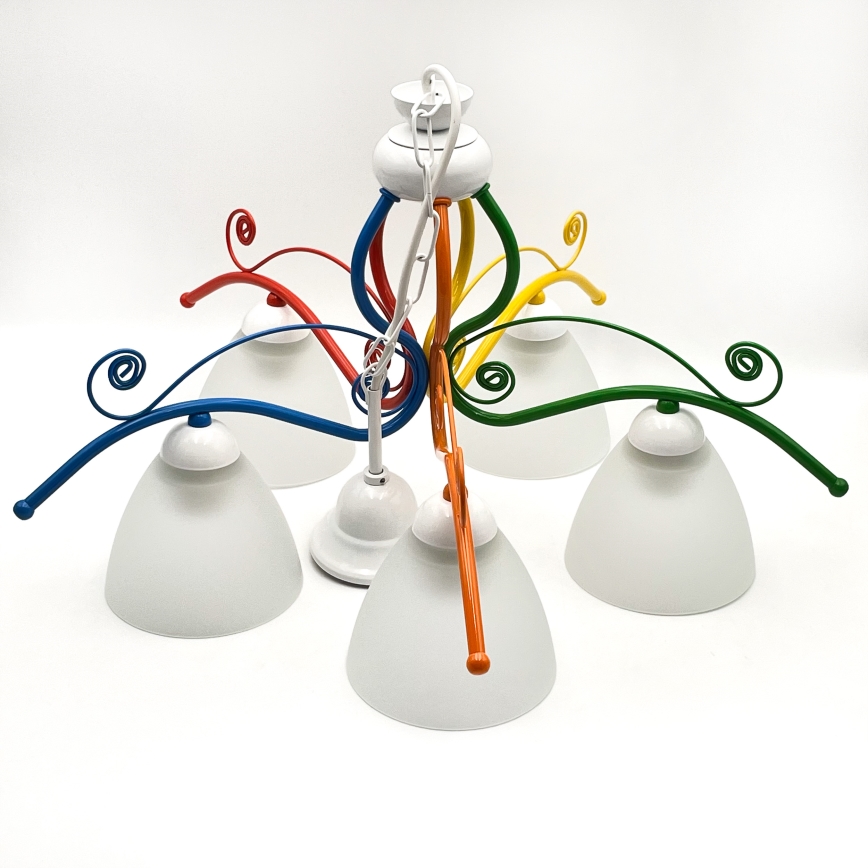 Candeeiro suspenso RETRO 5xE27/60W/230V branco/colorido