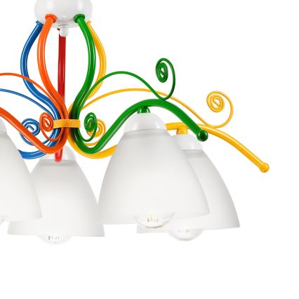 Candeeiro suspenso RETRO 5xE27/60W/230V branco/colorido