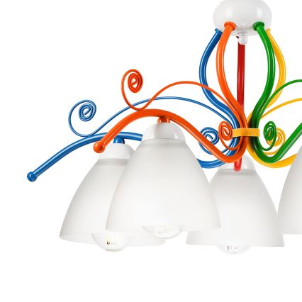 Candeeiro suspenso RETRO 5xE27/60W/230V branco/colorido