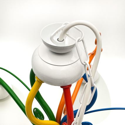 Candeeiro suspenso RETRO 5xE27/60W/230V branco/colorido