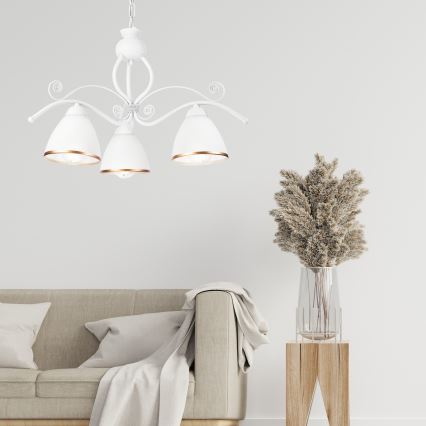 Candeeiro suspenso RETRO II 3xE27/60W/230V branco