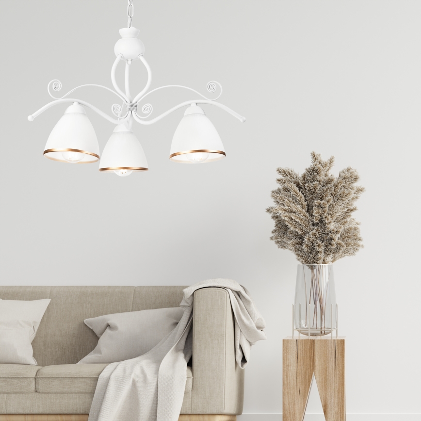 Candeeiro suspenso RETRO II 3xE27/60W/230V branco