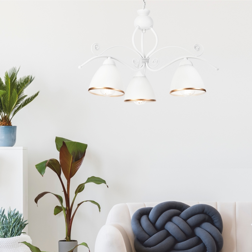 Candeeiro suspenso RETRO II 3xE27/60W/230V branco