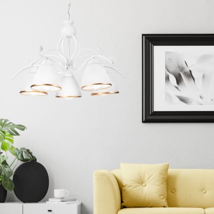 Candeeiro suspenso RETRO II 5xE27/60W/230V branco