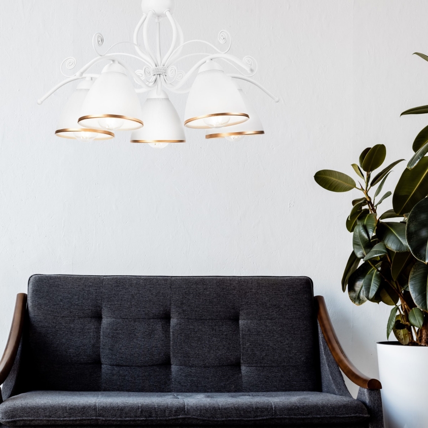 Candeeiro suspenso RETRO II 5xE27/60W/230V branco