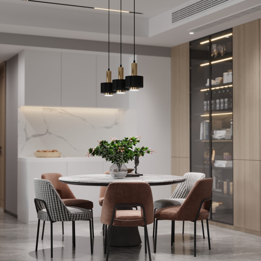 Candeeiro suspenso RIF LUX 1xGX53/12W/230V diâmetro 15 cm preto/cromado brilhante