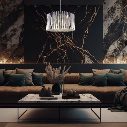 Candeeiro suspenso RITZ 12xE14/40W/230V diâmetro 54 cm cromado brilhante