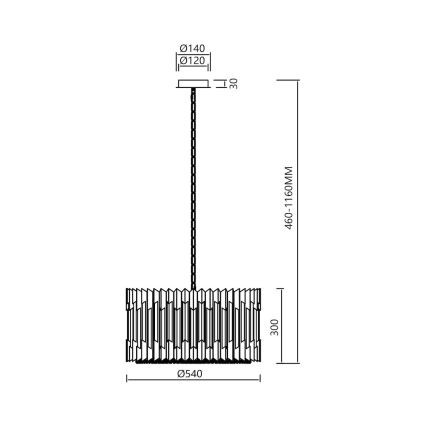 Candeeiro suspenso RITZ 12xE14/40W/230V diâmetro 54 cm cromado brilhante