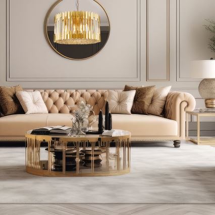 Candeeiro suspenso RITZ 12xE14/40W/230V diâmetro 54 cm dourado