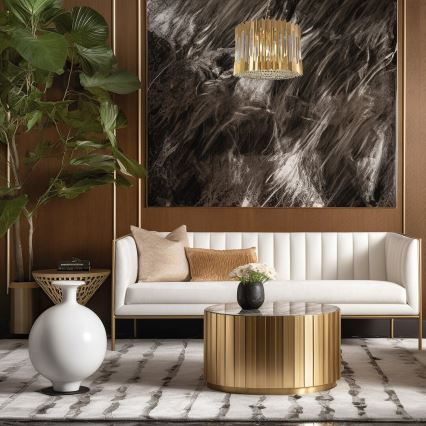 Candeeiro suspenso RITZ 7xE14/40W/230V diâmetro 42 cm dourado