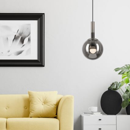 Candeeiro suspenso ROLLO 1xE14/5W/230V cromado mate/fumado