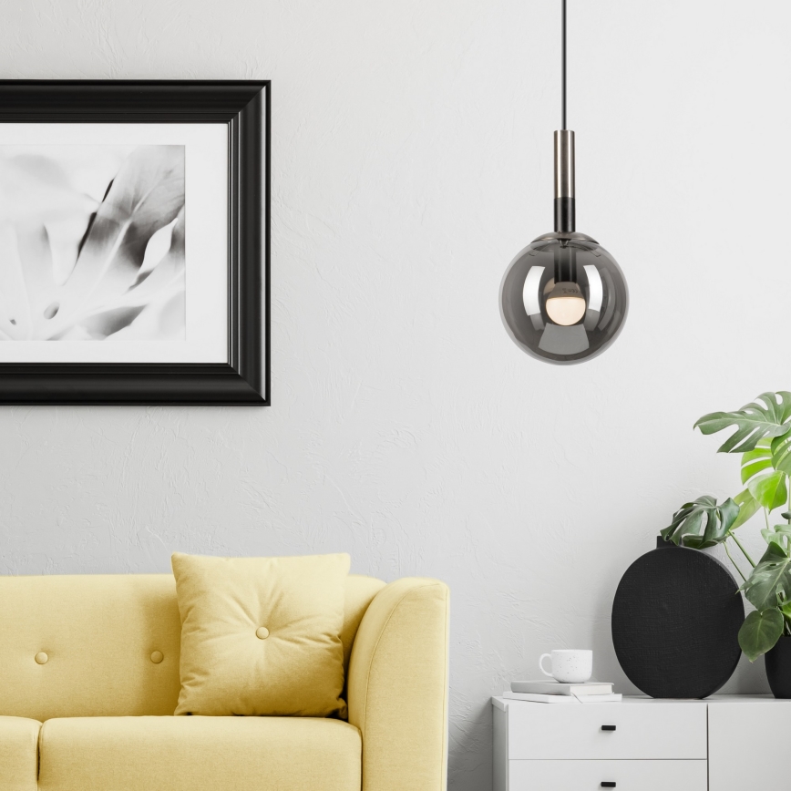 Candeeiro suspenso ROLLO 1xE14/5W/230V cromado mate/fumado