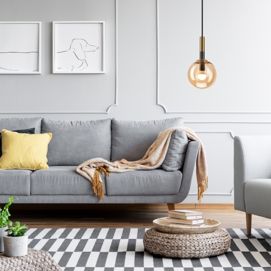 Candeeiro suspenso ROLLO 1xE14/5W/230V dourado/fumado bege