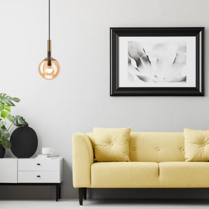 Candeeiro suspenso ROLLO 1xE14/5W/230V dourado/fumado bege