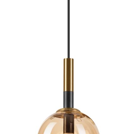 Candeeiro suspenso ROLLO 1xE14/5W/230V dourado/fumado bege