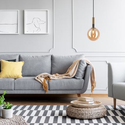 Candeeiro suspenso ROLLO 1xG9/5W/230V dourado/fumado bege