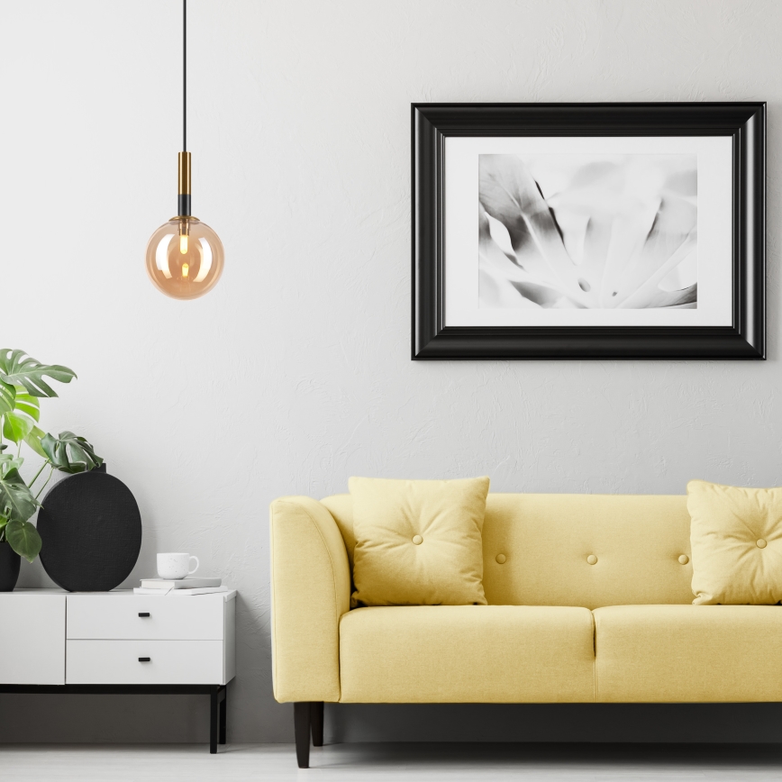 Candeeiro suspenso ROLLO 1xG9/5W/230V dourado/fumado bege