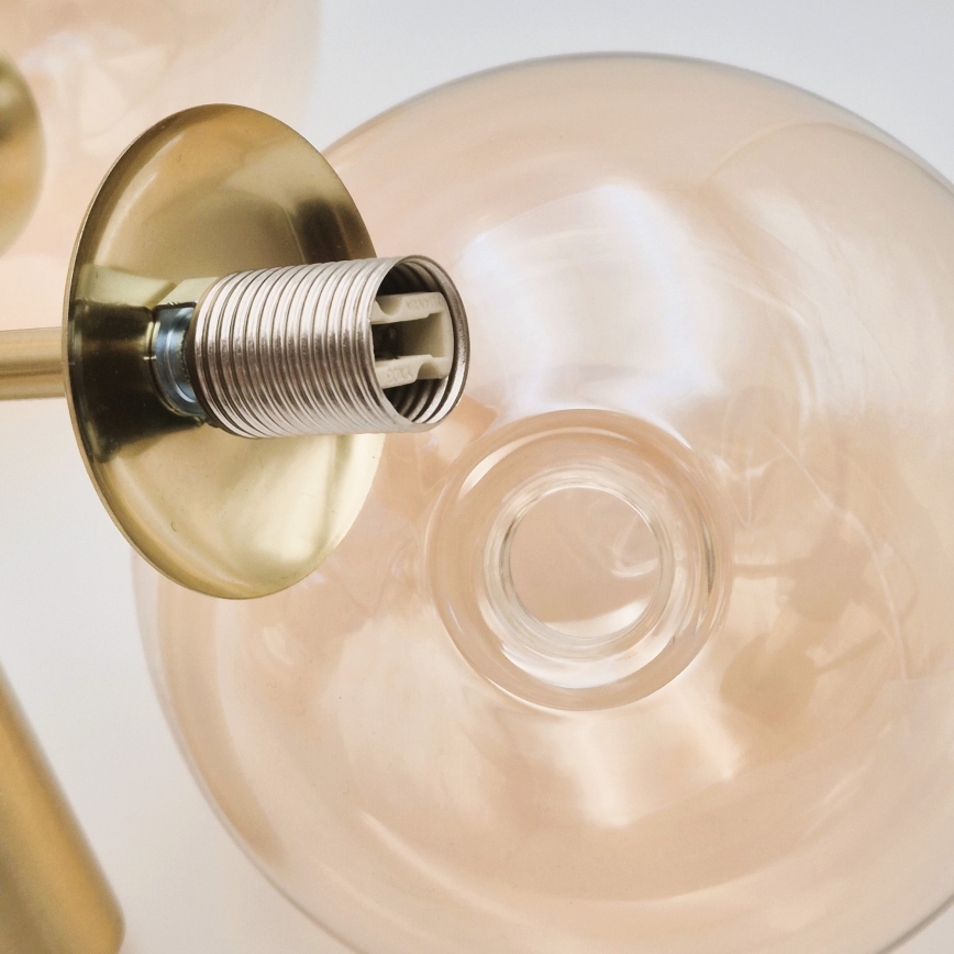 Candeeiro suspenso ROLLO 1xG9/5W/230V dourado/fumado bege