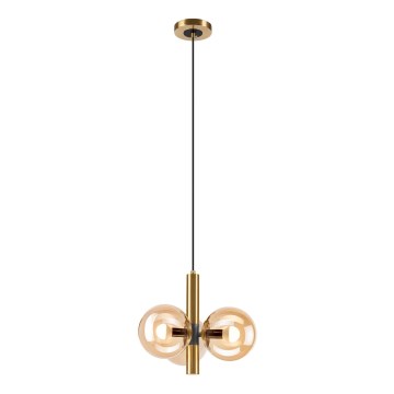 Candeeiro suspenso ROLLO 3xE14/5W/230V dourado/fumado bege